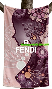 Fendi Pink Floral Silhouette Flannel Sofa Throw Blanket IMG_9409